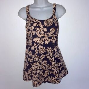 It Figures One Piece Plus Size Swimsuit 18W Tan Navy Blue